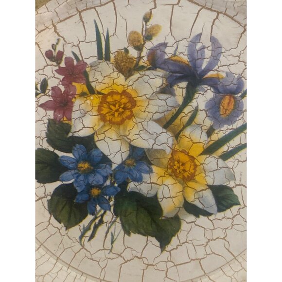 VTG BON JOUR Coasters Crack Floral Design Stand Holder 6 Piece KOREA - Picture 13 of 13